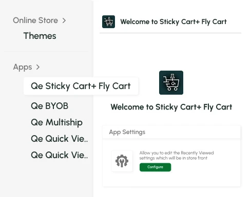 Shopify App Store interface showing the Qe PWA app.