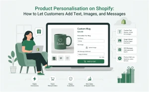Shopify product personalisation with custom text, image upload, and gift message options for online stores.