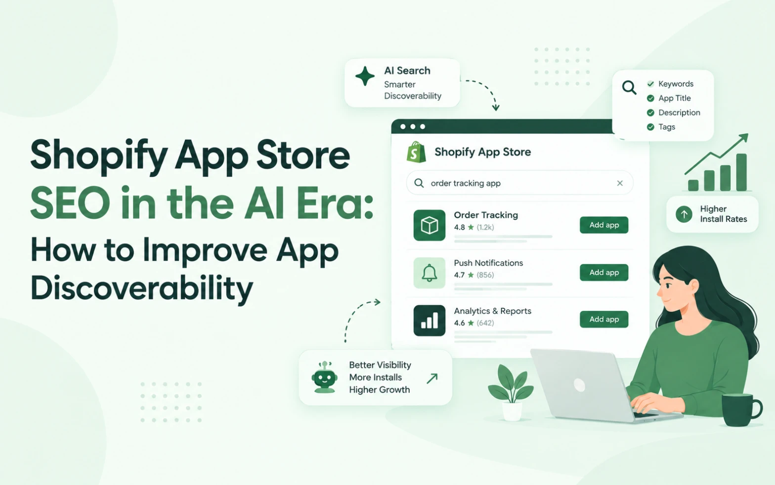 Shopify App Store SEO strategies to improve app listing optimisation and discoverability through AI-assisted search.